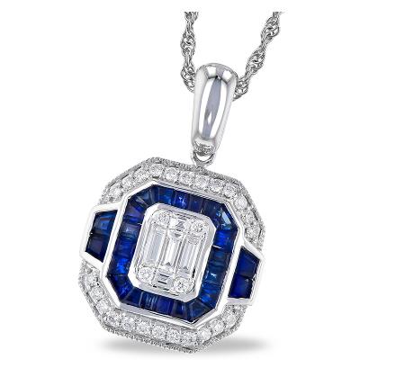 Diamond hotsell Pendant, Sapphire Pendant, Created Sapphire, Princess Di Pendant, Blue Pendant, Blue Diamond Pendant, Solid Silver Pendant, Sapphire