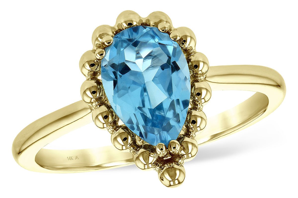 Cheapest 14k Gold Blue Topaz Pear Shaped Ring