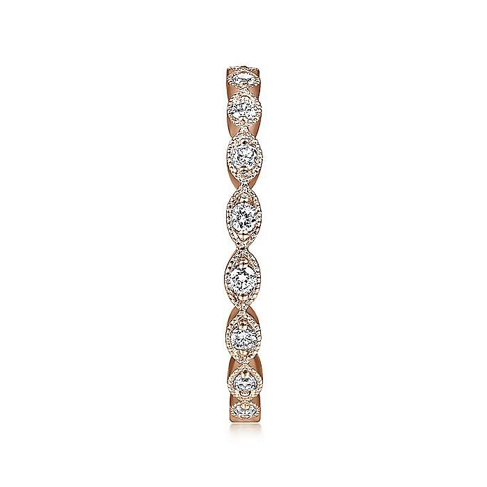 14K Rose Gold Marquise Station Diamond Stackable Ring - Warwick Jewelers