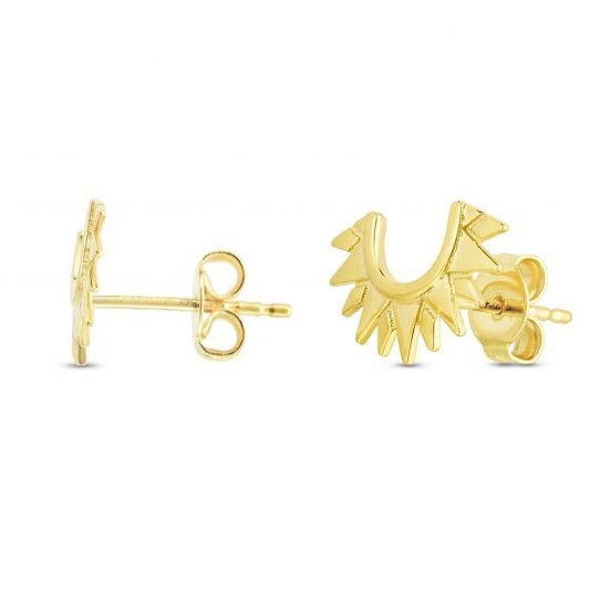 14K Sunburst Polished Studs - Warwick Jewelers