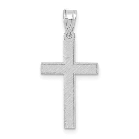 14k White Gold Florentine Satin Latin Cross Pendant - Warwick Jewelers