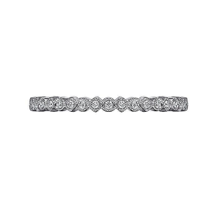 14K White Gold Scalloped Stackable Diamond Band Ring - Warwick Jewelers