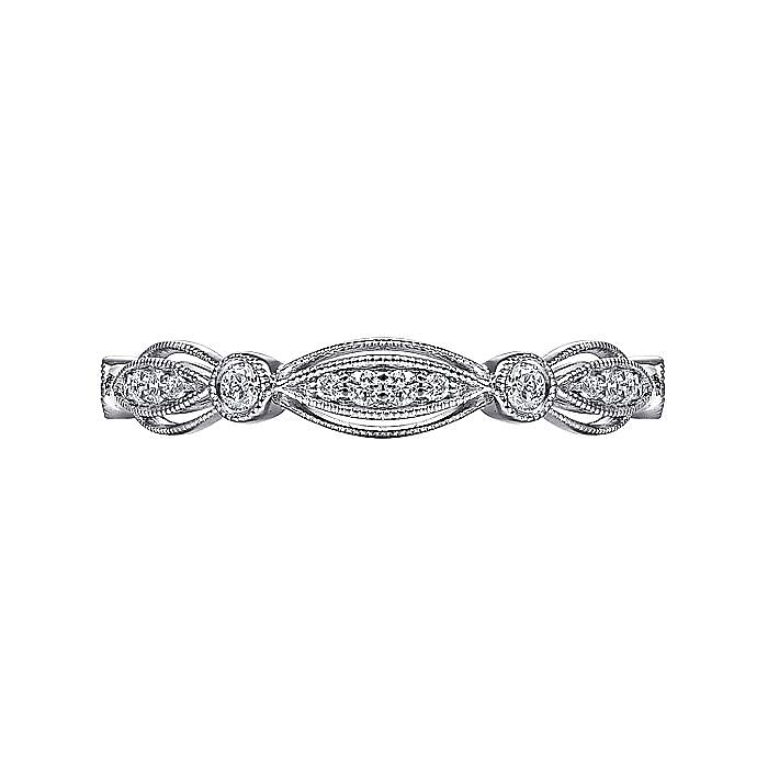 14K White Gold Twisted Diamond Stackable Ring - Warwick Jewelers