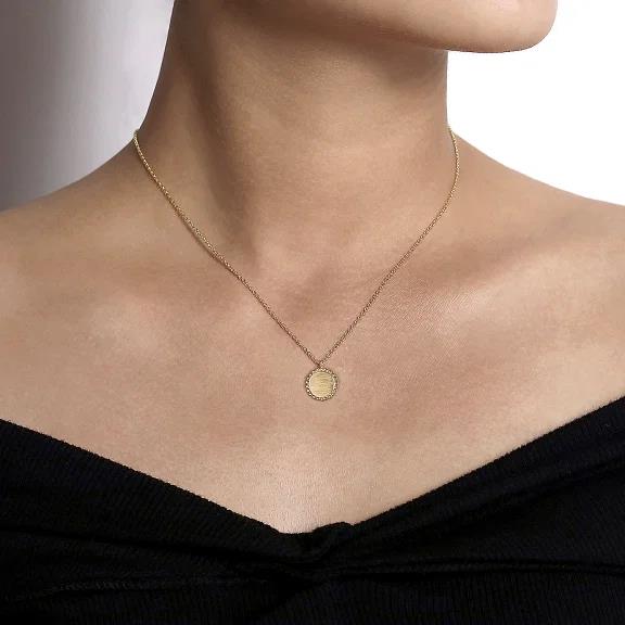 14K Yellow Gold Round Pendant Necklace with Bujukan Bead Frame - Warwick Jewelers