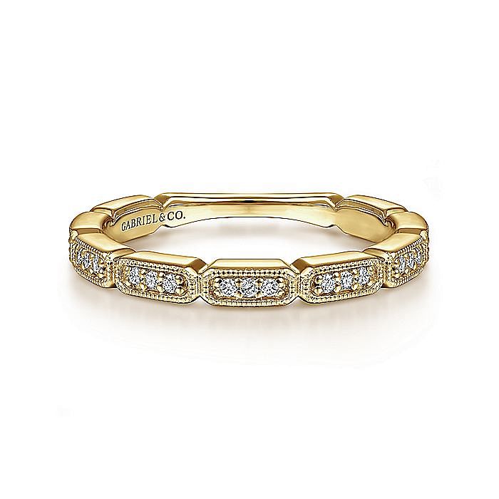 14K Yellow Gold Segmented Diamond Stackable Ring - Warwick Jewelers