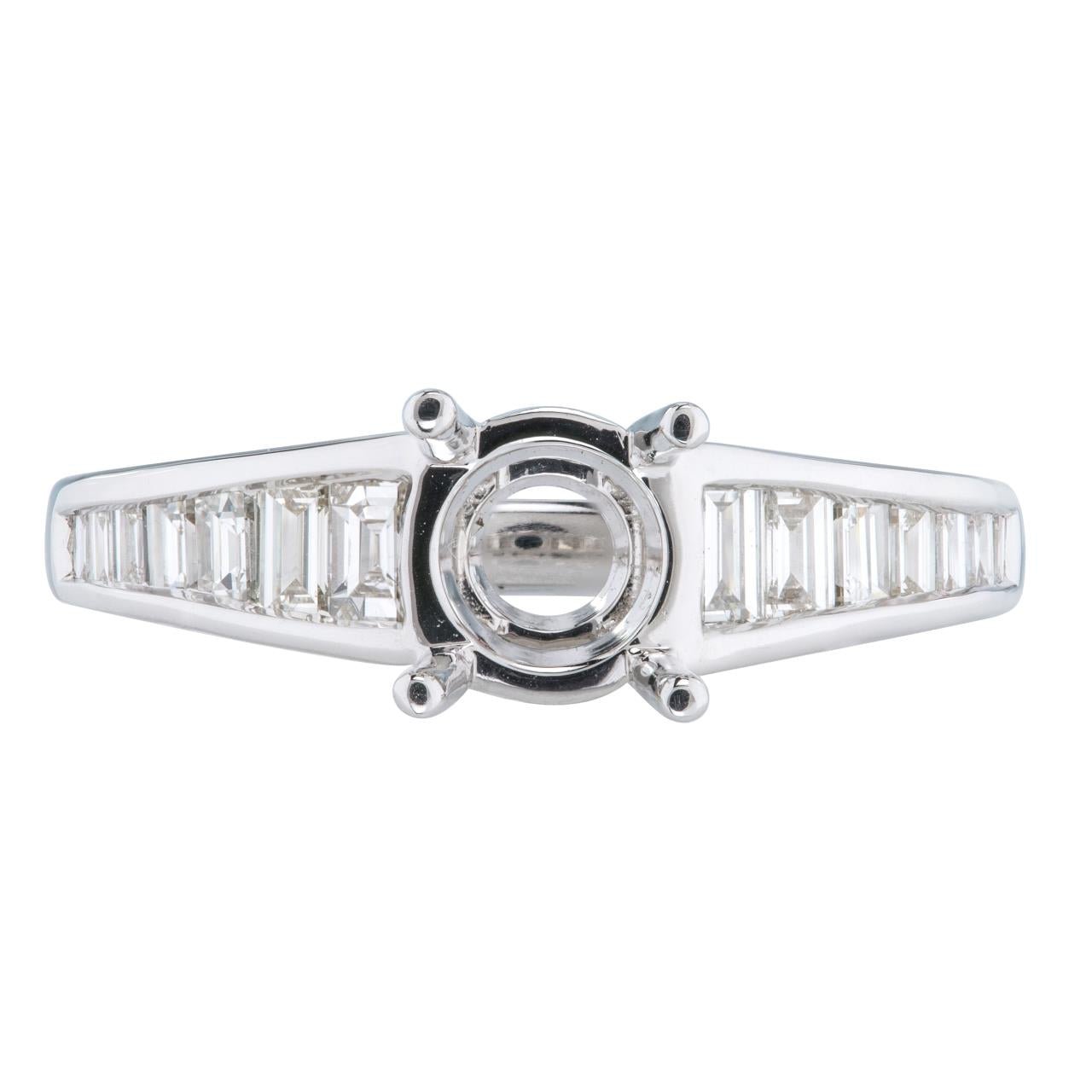 18k White Gold Baguette Channel Enagement Ring - Warwick Jewelers