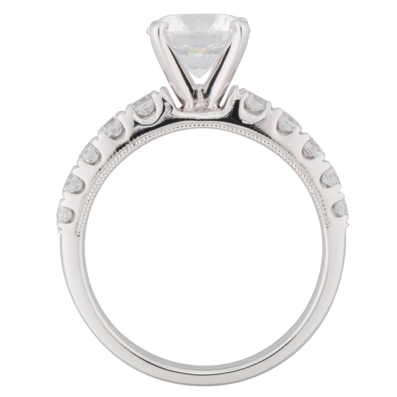 18K White Gold Milgrain Engagement Ring - Warwick Jewelers