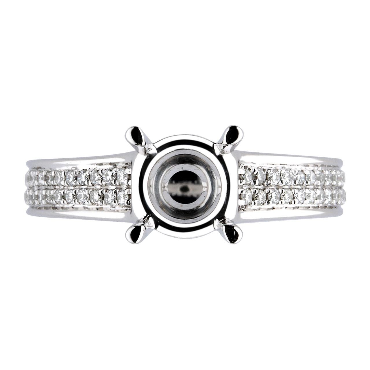 18K White Gold Two Row Engagement ring - Warwick Jewelers