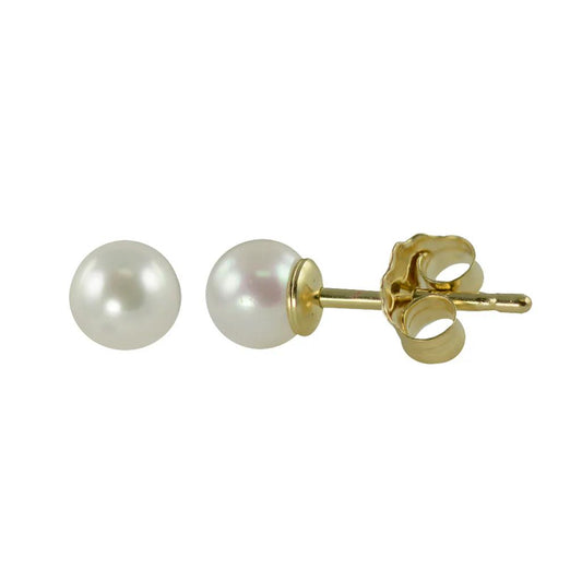 14K Yellow Gold 4mm Akoya Pearl Stud Earrings