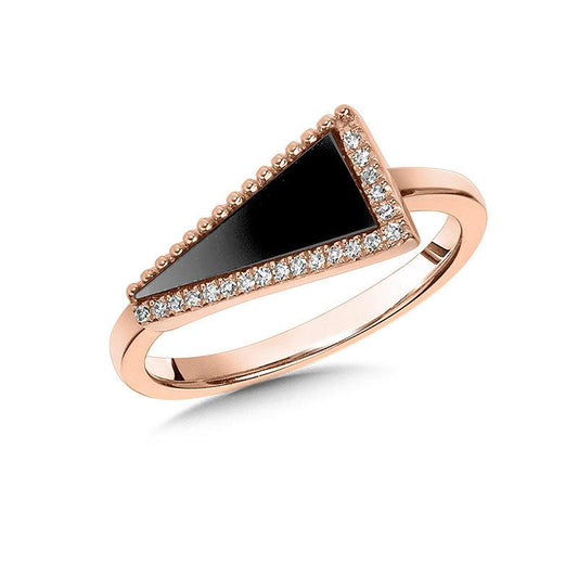 Triangluar Onyx and Diamond Ring