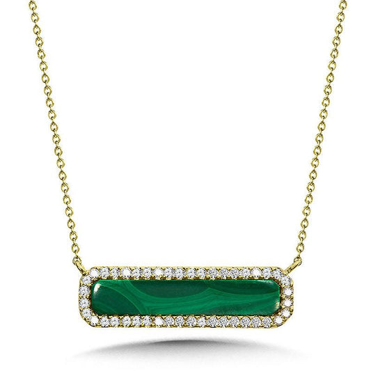 Malachite and Pave Diamond Bar Necklace