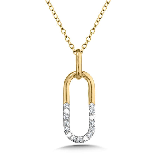 Yellow Gold Diamond Paper Clip Pendant