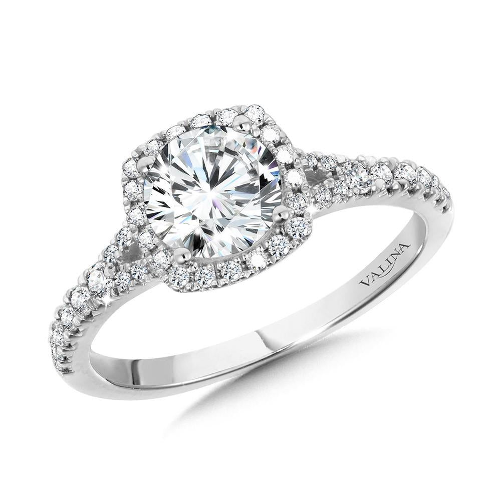 Cushion Shaped Split Shank Diamond Halo Engagement Ring – Warwick Jewelers